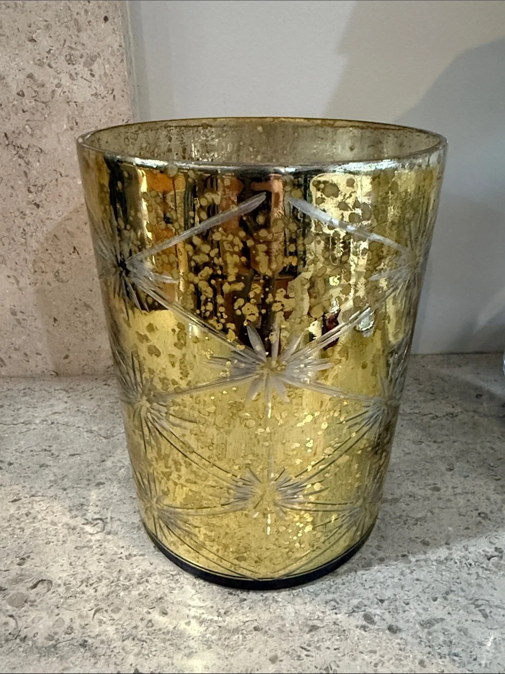 West Elm Elegant Gold Mercury Glass Candle Holder